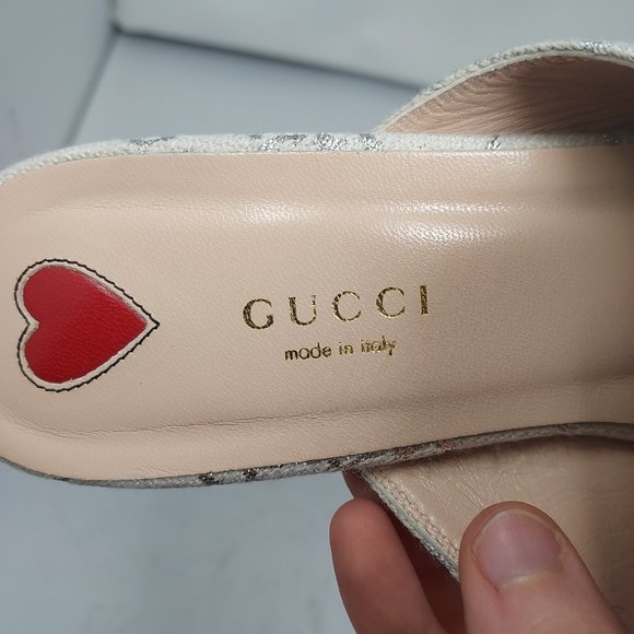 Gucci Cream and Silver Mules with Gold Detail - Picture 5 of 12